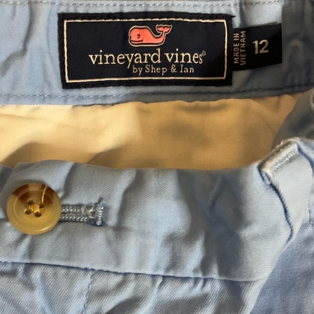 Vineyard Vines 12 Boys 100% Cotton Flat Front Shorts Light Blue - Picture 3 of 5